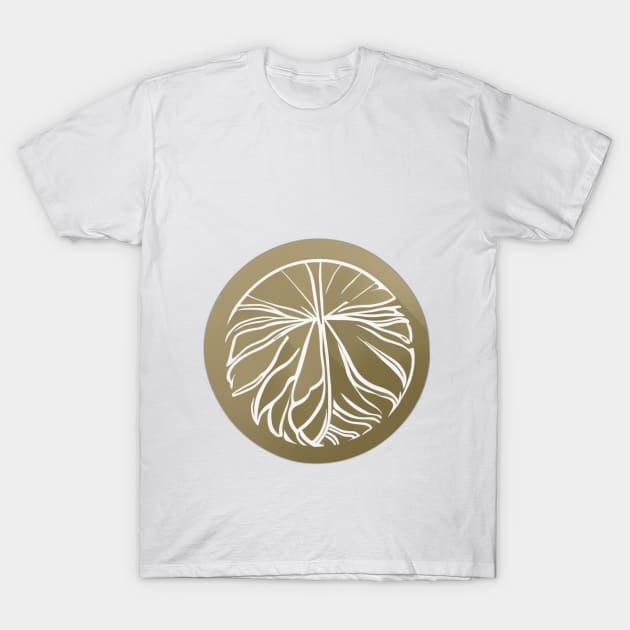 Elegant Monstera Leaf Art in Gold and Olive No. 878 T-Shirt by cornelliusy